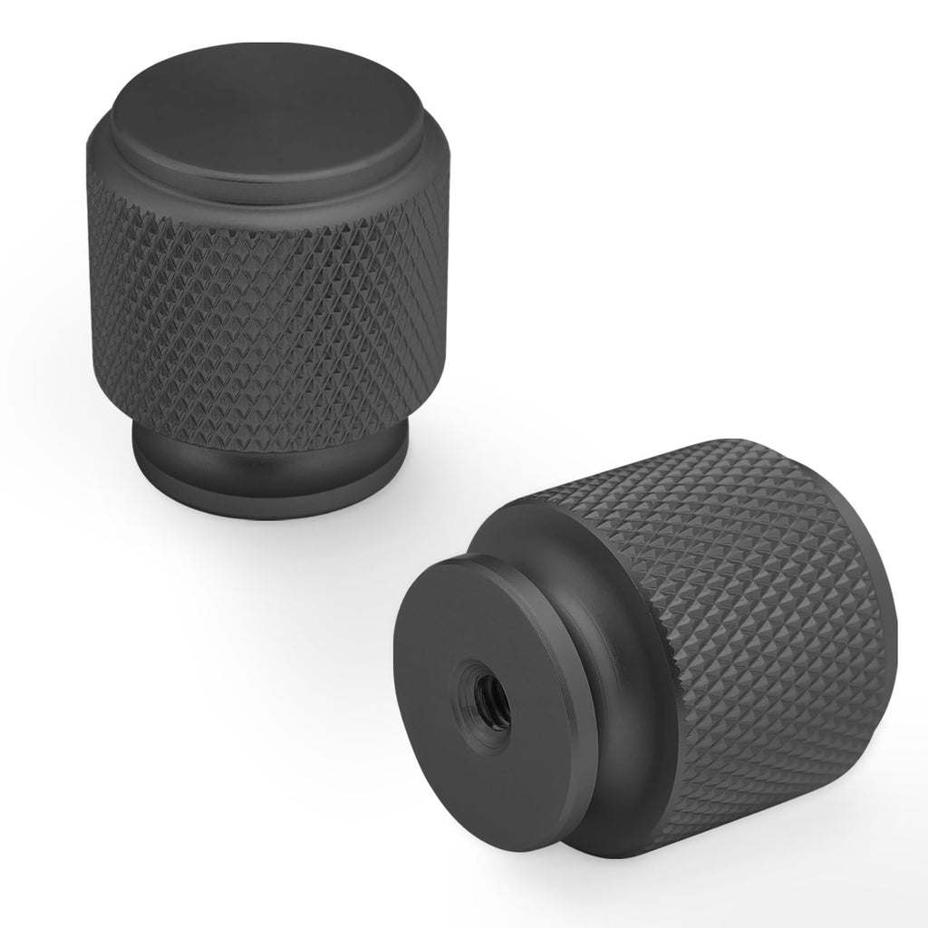 30 Pack Matte Black Cabinet Knobs - Knurled Drawer Handles Hardware, Cabinets, Cupboards