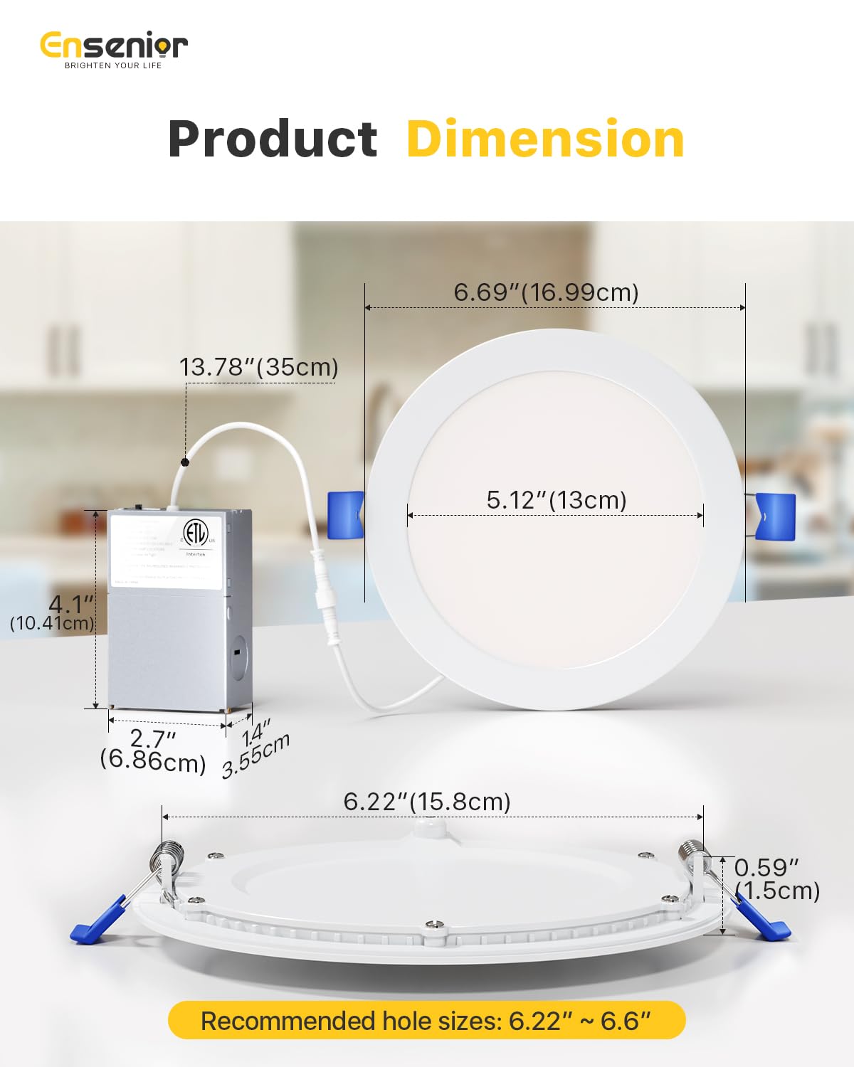 12 Pack 6 Inch LED Recessed Ceiling Light, 6CCT, 1200LM 12W 120V