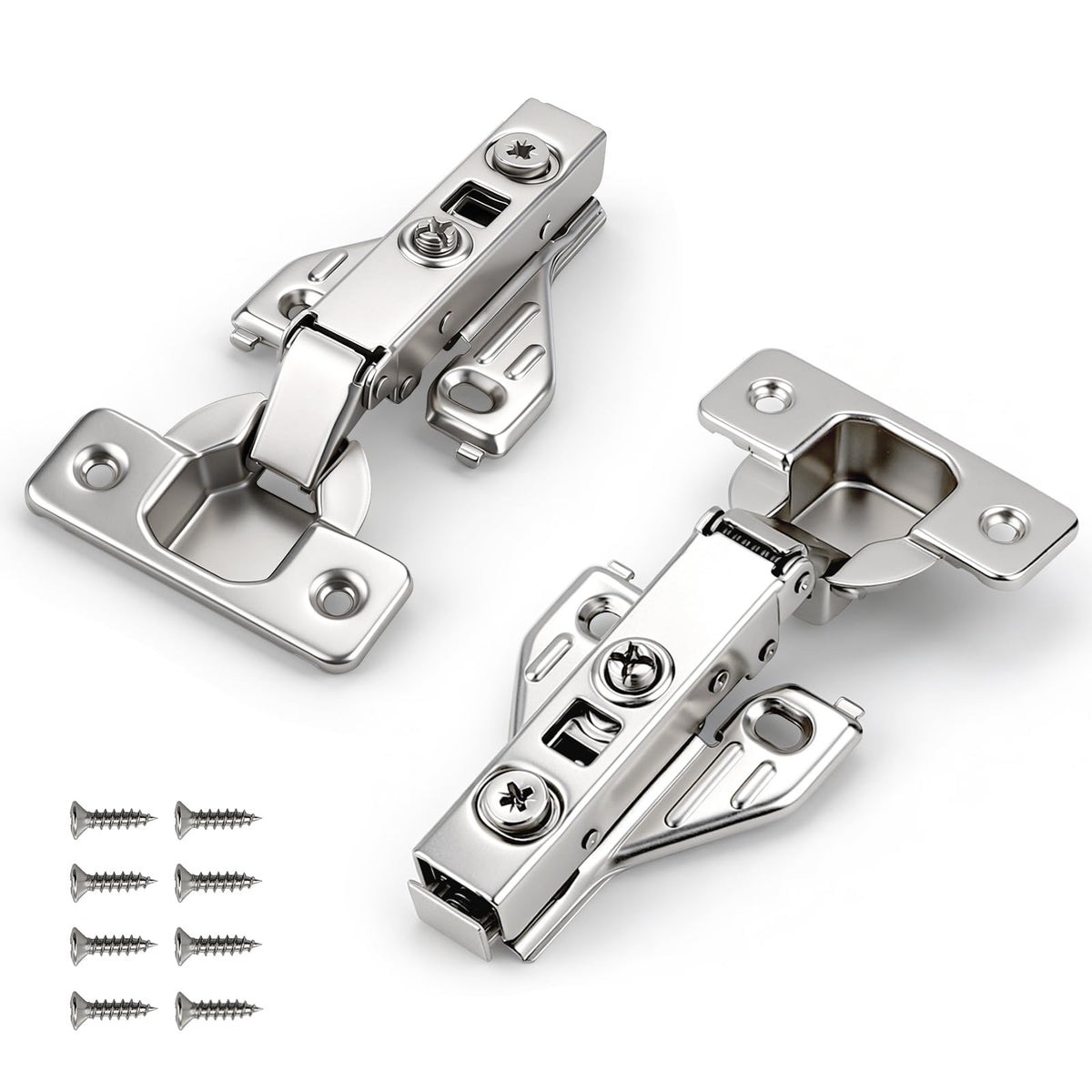 Full Overlay Soft Close Clip On Face Frame Mounting Cabinet Hinges, Nickel Plated Door Hinges, Concealed Screws 105