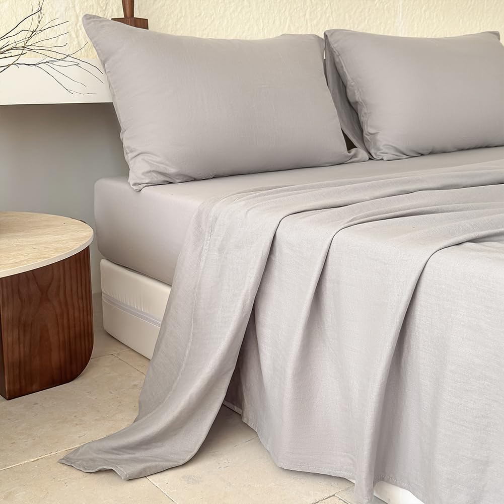 100% Muslin Cotton Sheet Set, Gray
