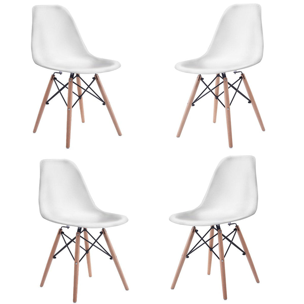Inspired Eames Style Dinning Chair Set of 4, Mid Century Modern Eiffel DSW Shell Molded Plastic Chair, Dining, Living Room