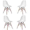 Inspired Eames Style Dinning Chair Set of 4, Mid Century Modern Eiffel DSW Shell Molded Plastic Chair, Dining, Living Room