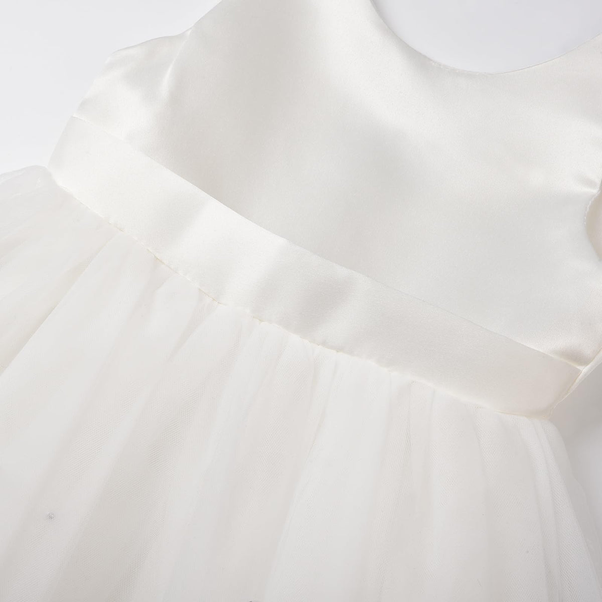 Flower Girl Dress Satin Ball Gown for Wedding Party with Bowknot (Ivory, /80)