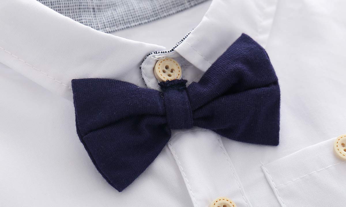 Newborn Baby Boys Gentleman Outfits Suits, Infant Short Sleeve Shirt+Shorts+Bow Tie+Suspenders