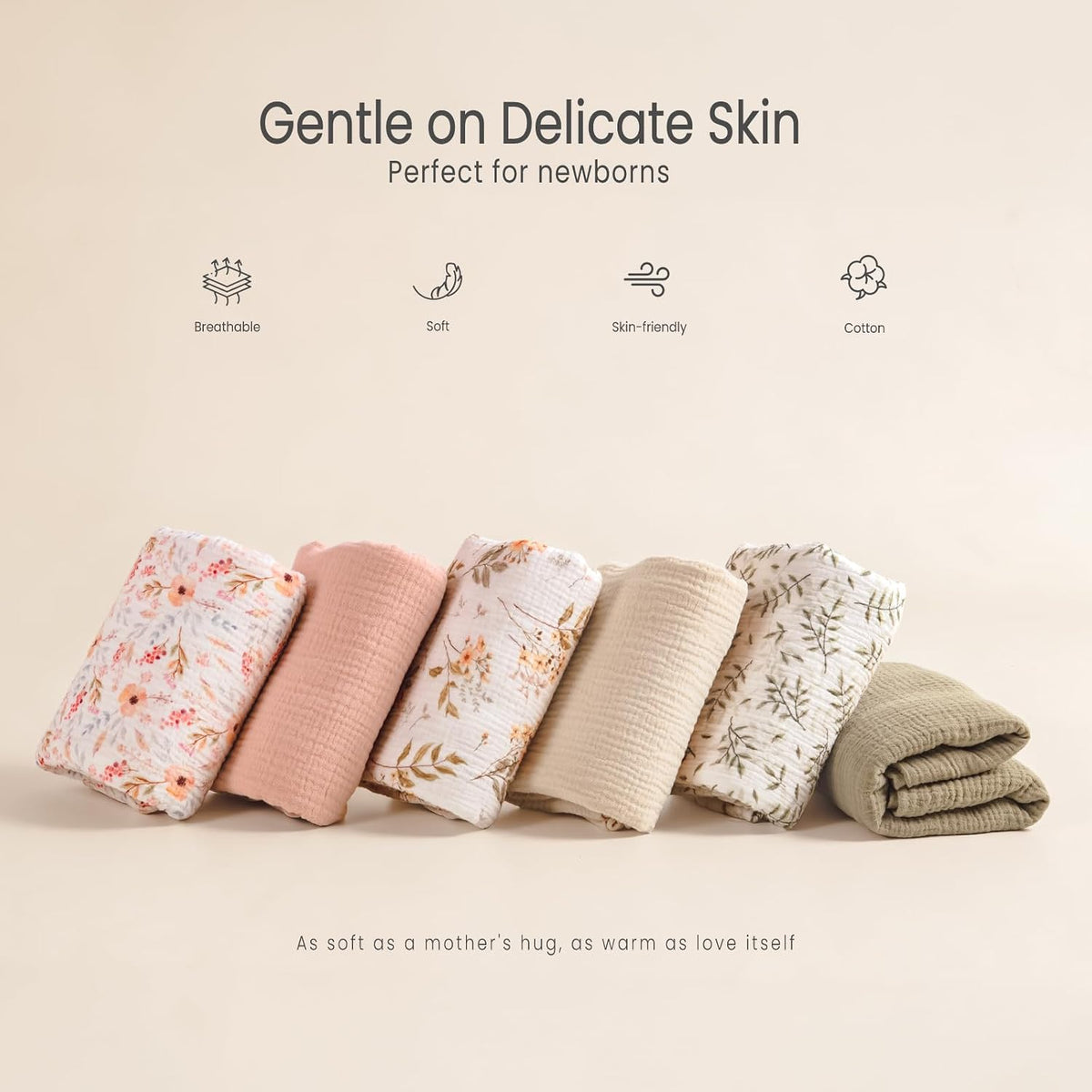 Muslin Swaddle Blankets for Baby: 100% Cotton Receiving Blankets