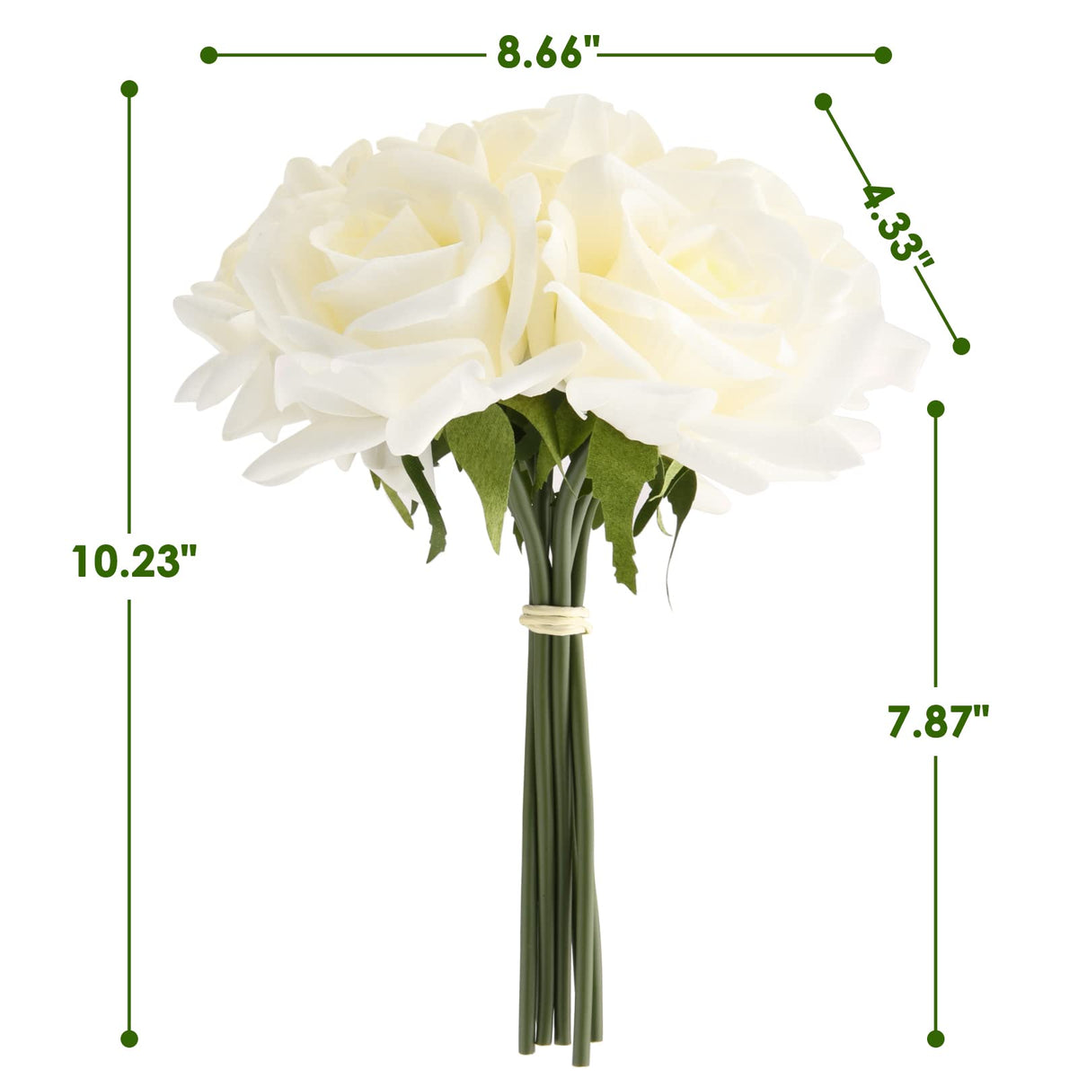 7PCS Fake Artificial Rose Silk Real Touch White 30CM