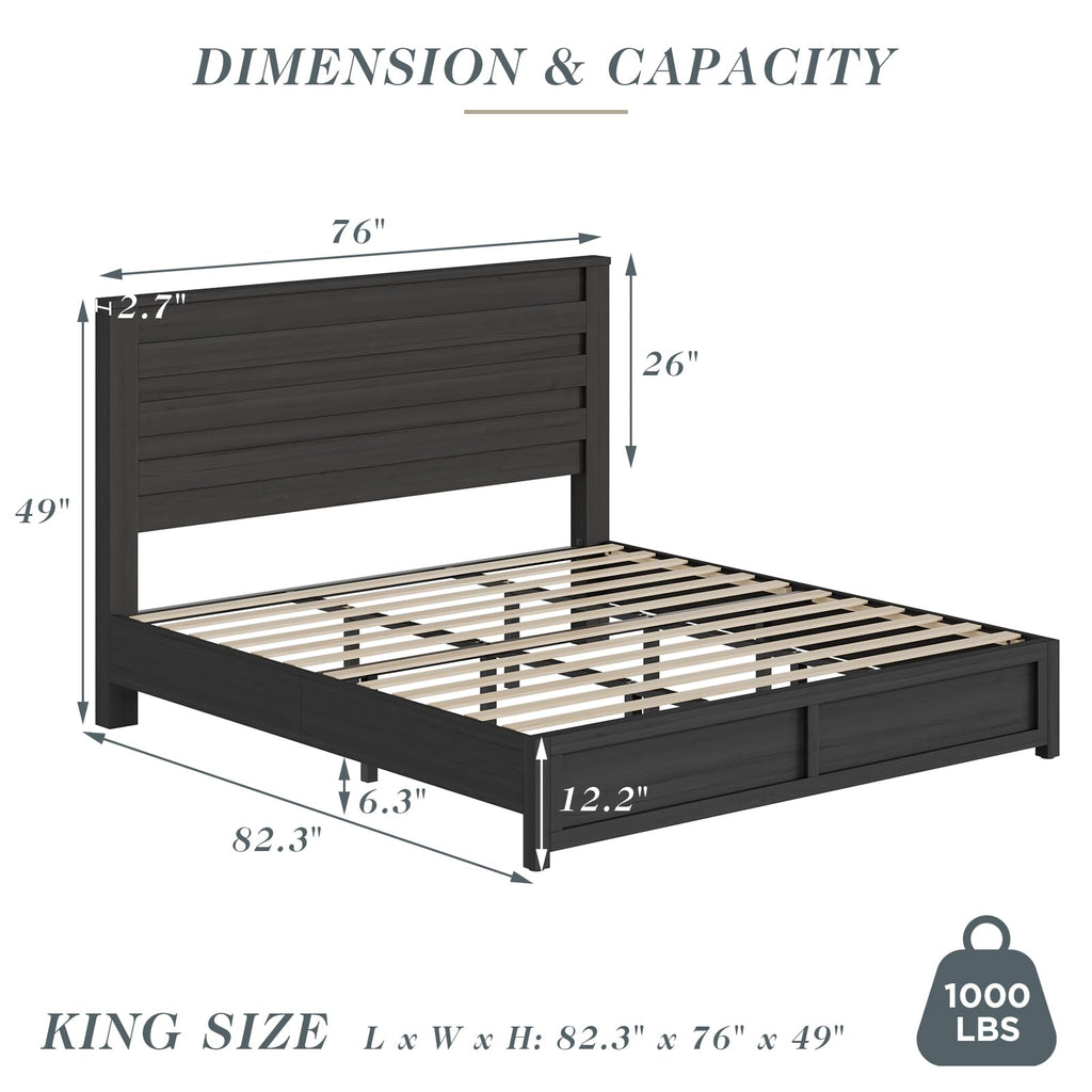 Farmhouse Platform Bed with 49" Headboard & Footboard