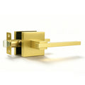 1 Pack Gold Square Passage Door Handle, Non-Locking Door Lock, Door Lever for Closet and Hallway