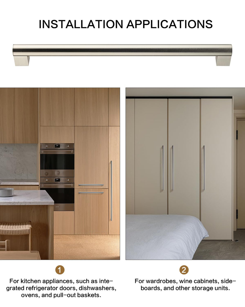 15 Inch Pulls Round Rod for Cabinet,Closet,Fridge, Basket Drawer, Oven Door
