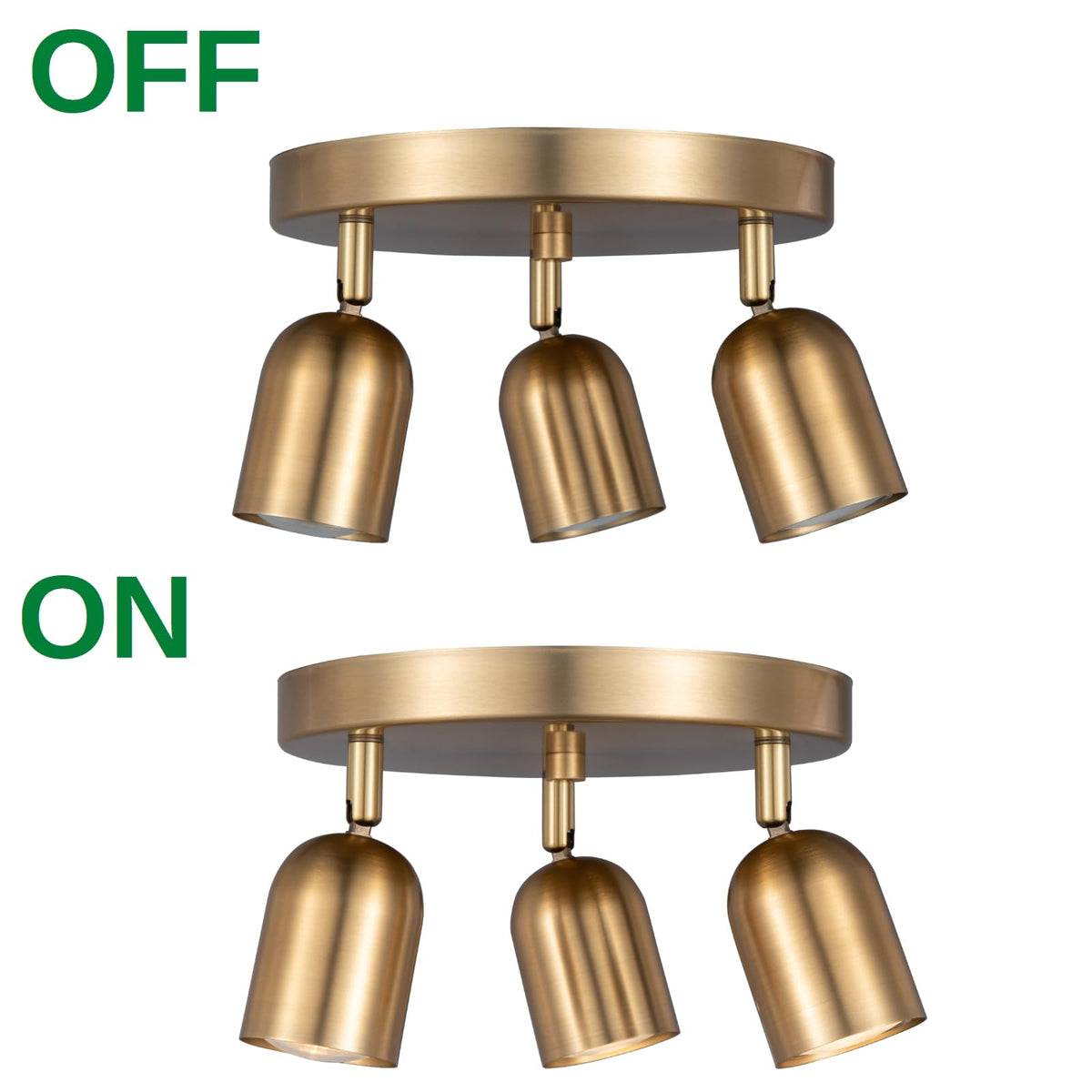 3 Light Track Lighting Kit Canopy,Matt Brass Finish with Modern Flush Mount Ceiling Spotlight Improvement