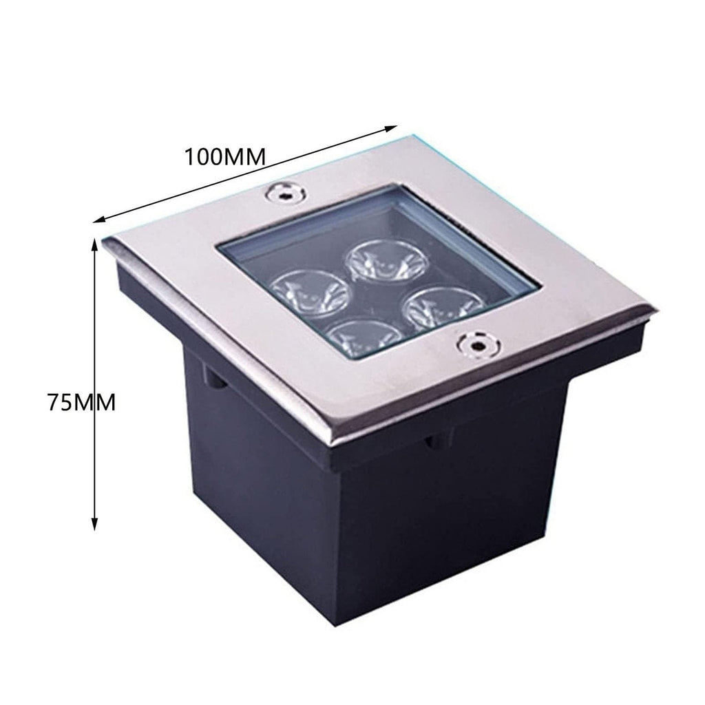 4PCS Square In-ground Lights - LED Landscape Lights, 4W Outdoor Recessed Spot Light, IP67 Waterproof Square