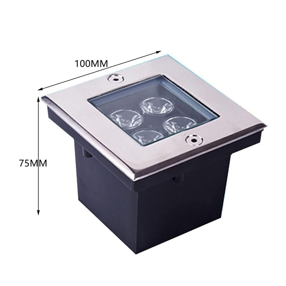 4PCS Square In-ground Lights - LED Landscape Lights, 4W Outdoor Recessed Spot Light, IP67 Waterproof Square