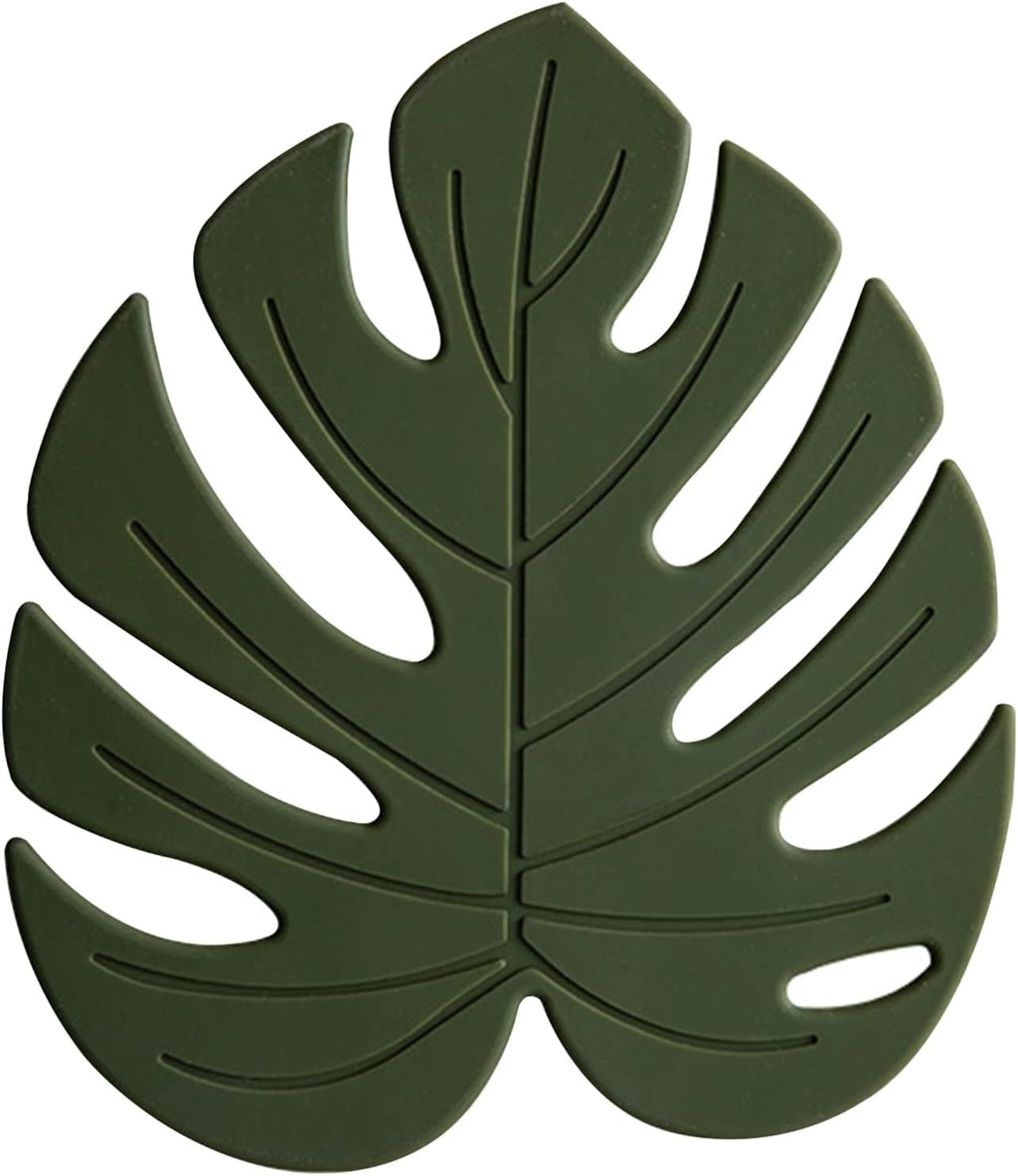 Silicone Trivet Mat, Monstera Pot Holder Hot Pads for Table & Countertop, Soft Rubber Multi-Use Trivets - Set of 2