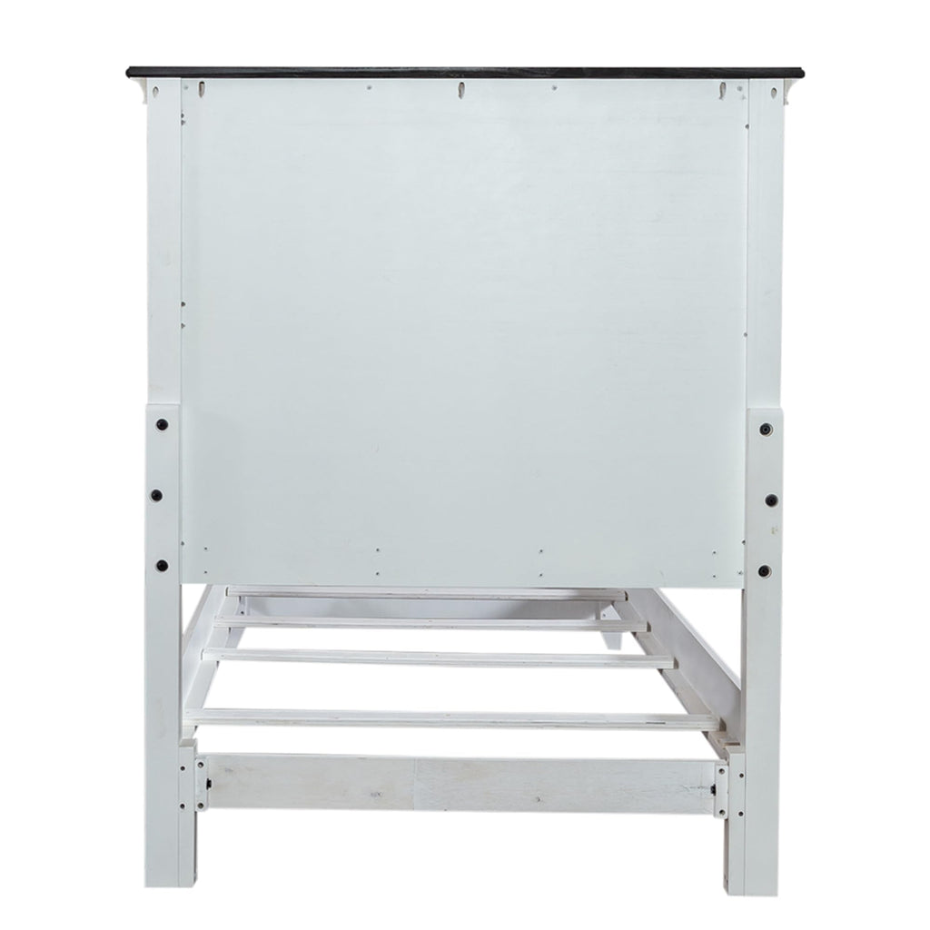 Allyson Park Panel Bed Cottage - Wirebrushed White w/Charcoal Tops