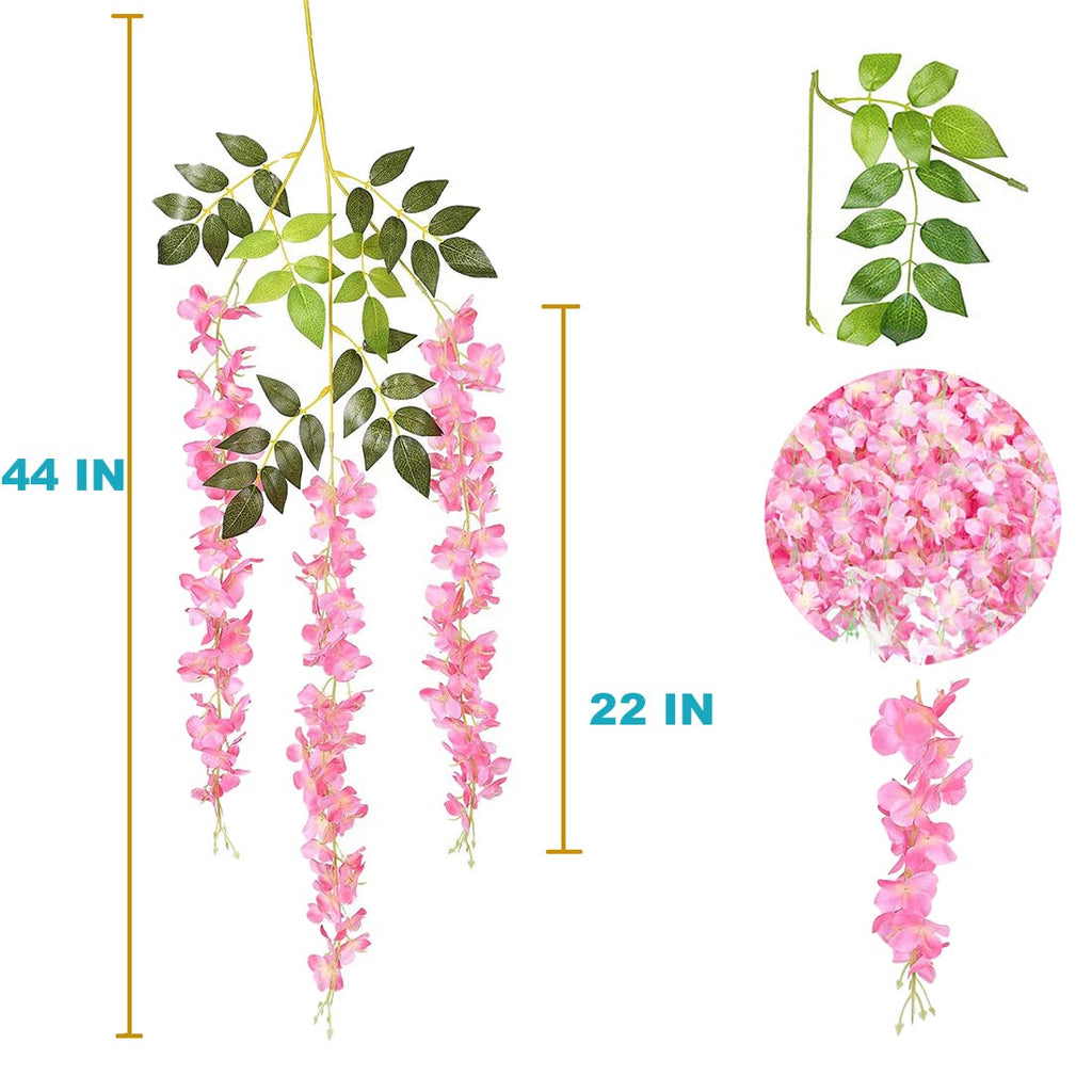 12 Pack Wisteria Flower Vines Garland, 3.75 Feet Artificial Flower Strings, Fake Hanging Flowers, Silk Wisteria