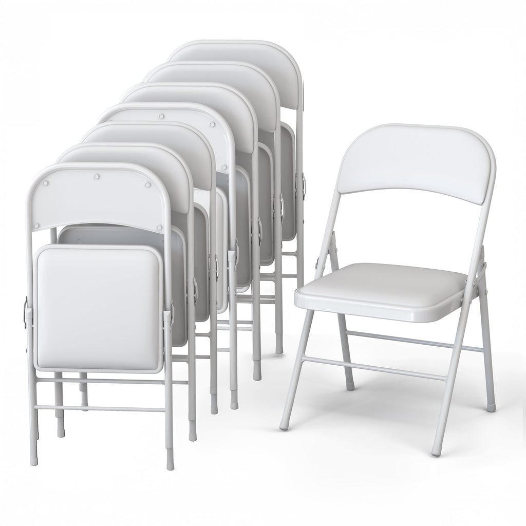 8 Pack Leather Chair | Foldable & Stackable | 350 lbs Capacity Steel Frame Seats for Indoor or Outdoor | Commercial