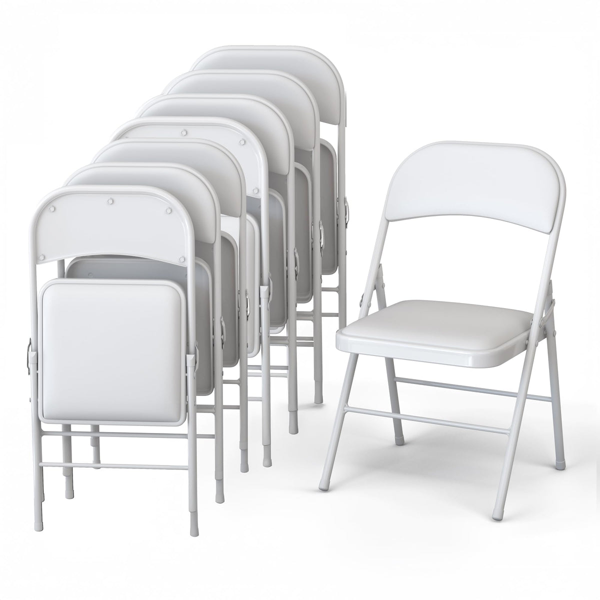 8 Pack Leather Chair | Foldable & Stackable | 350 lbs Capacity Steel Frame Seats for Indoor or Outdoor | Commercial