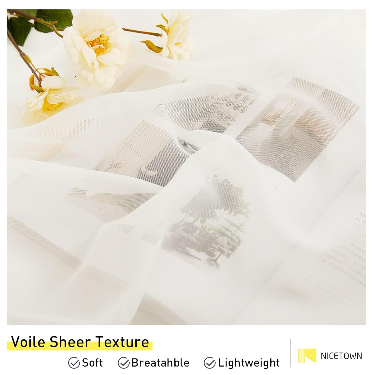 Waterproof Indoor/Outdoor Sheer Curtains - 2 Panels Wide Grommet Voile Curtains, Porch, Pergola, Cabana, 84 x 96