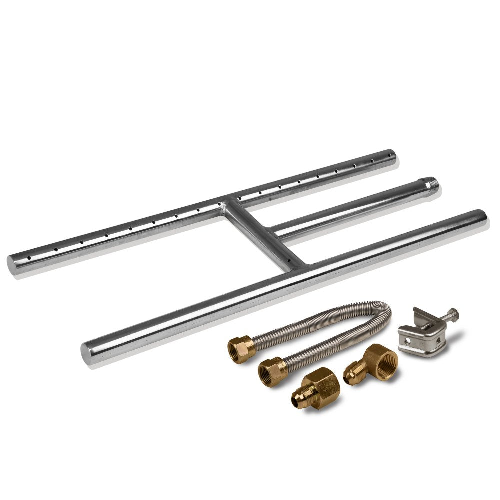 18 x 6 in H-Burner, Natural Gas Fireplace & Fire Pit, 304 Stainless Steel, Machine-Drilled Ports, Whistle-Free