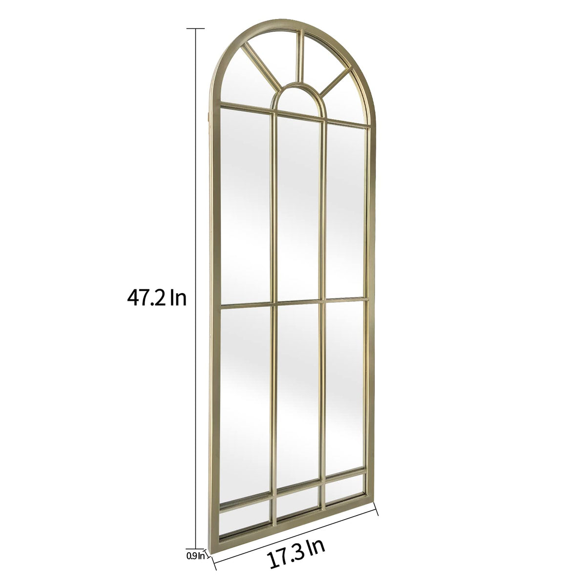 Wall Mirror Window Decorative Mirrors Arched Farmhouse Bedroom Entryway Bathroom Vanity(Gold,47" x17" x 1")