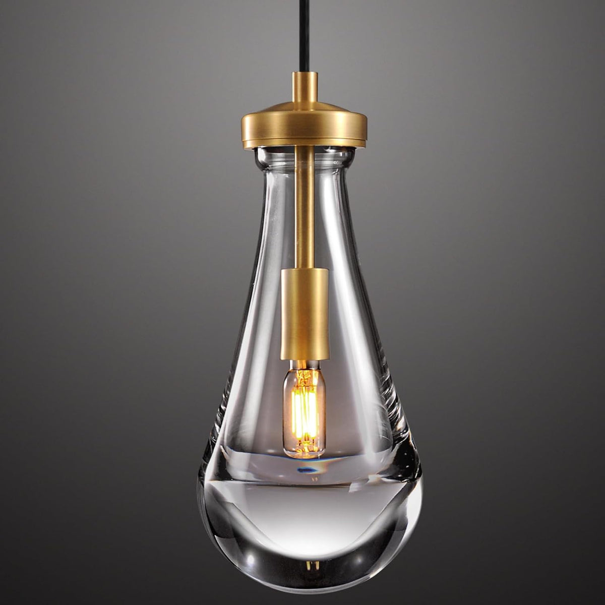 Raindrop Pendant Lights Kitchen Island Teardrop Gold Hanging Light Fixtures Clear Solid Glass Pendant Light Modern Chandeliers for Dining Room Porch Corridor Living Room