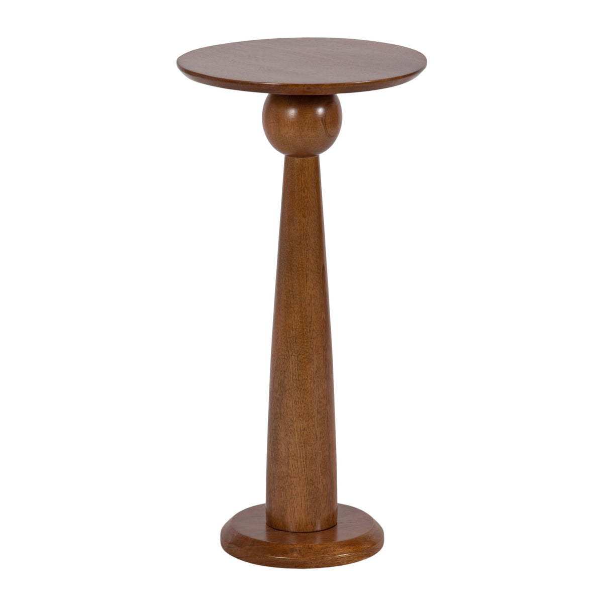 Inspired Saarinen Style Jakob Modern Wooden Round Side Table; 12 x 24; Walnut Brown; Circle Pedestal Table for Use as Bedroom Nightstand;