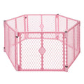 6-Panel, 18.5 SqFt Baby Playard; Pink