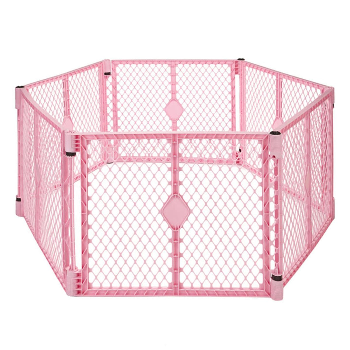 6-Panel, 18.5 SqFt Baby Playard; Pink
