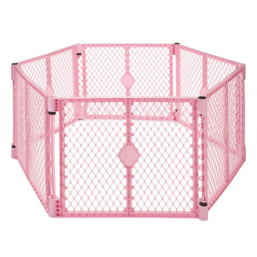 6-Panel, 18.5 SqFt Baby Playard; Pink