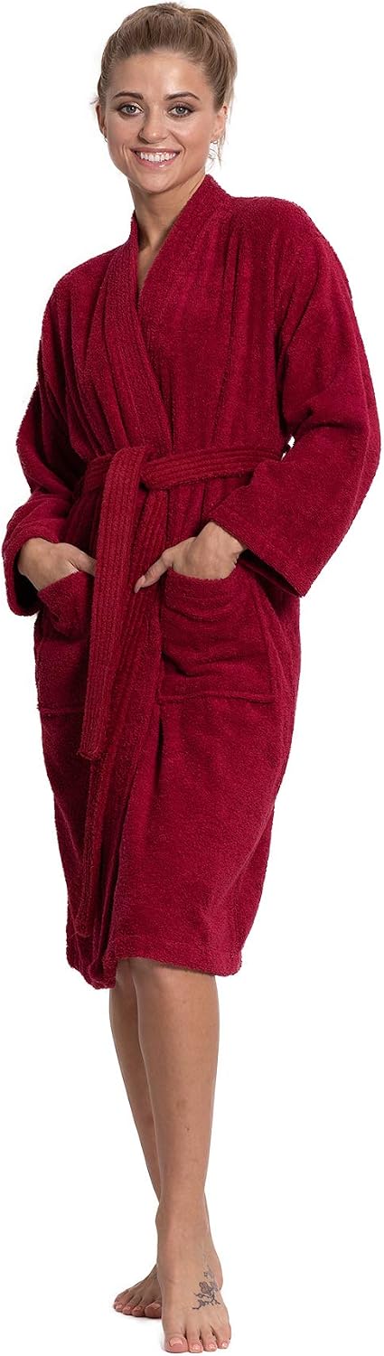 Soft & Absorbent Towel Robe, 100% Cotton Turkish Terry Cloth Kimono Bathrobes for Women