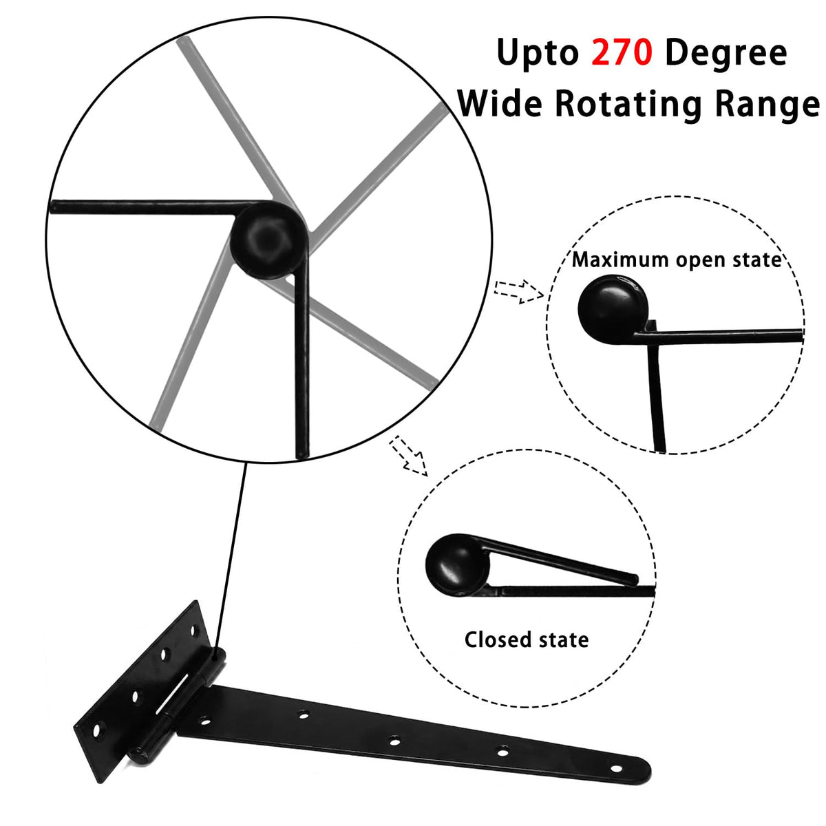 16 Inch Heavy Duty Gate Hinges Slide Bolt Latch Kit 2PCS Barn Door Hardware