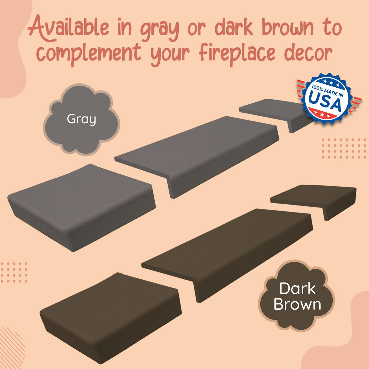 Soft Seat Edge Cushion Fireplace Hearth Guard Bumper Pad Child Proof Padding (Medium, Brown-fits Width from-69-80")