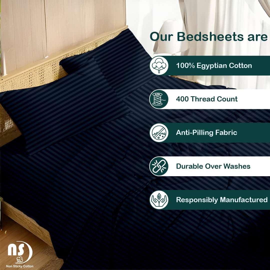 Premium 4 Piece Egyptian Cotton Fitted Sheet Set, Hotel Quality Soft Breathable Bedding Sheets, 15" Deep