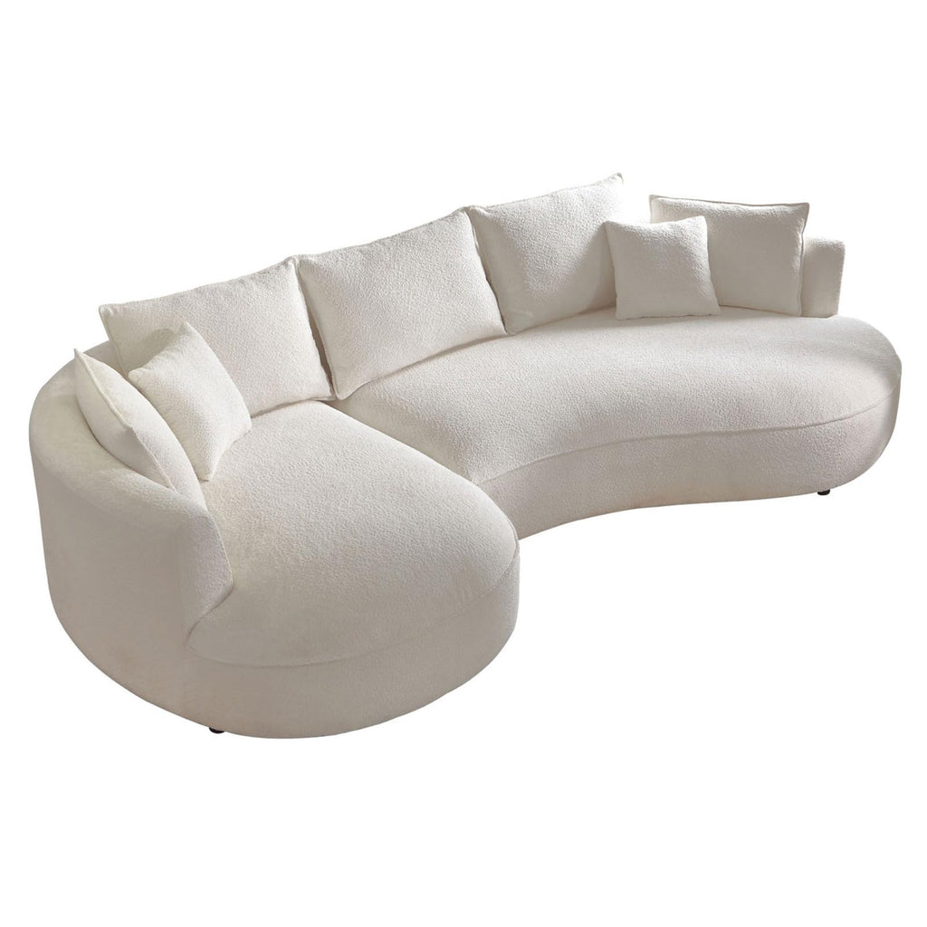 Oversized Curved Sectional Sofa, 125", 5-Seater, Upholstered, Boucle, Cloud