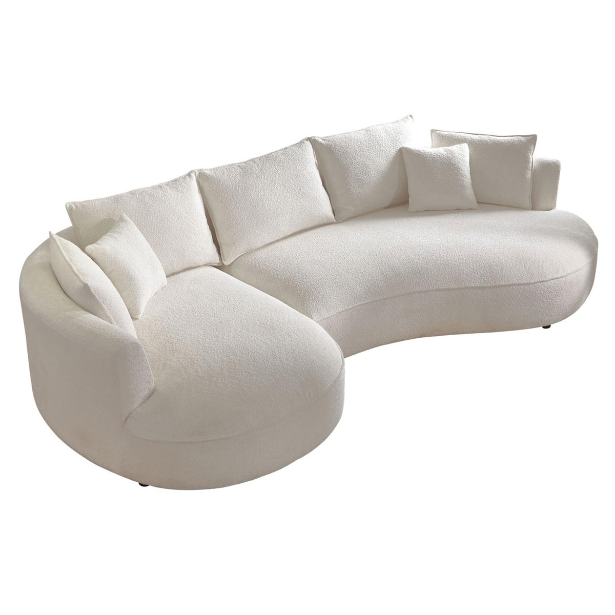 Oversized Curved Sectional Sofa, 125", 5-Seater, Upholstered, Boucle, Cloud