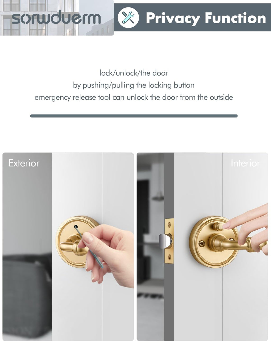 1 Pack Gold Glass Door Lever Privacy Crystal Door Levers Satin Brass Door Lever Interior Brushed Gold Door Handle