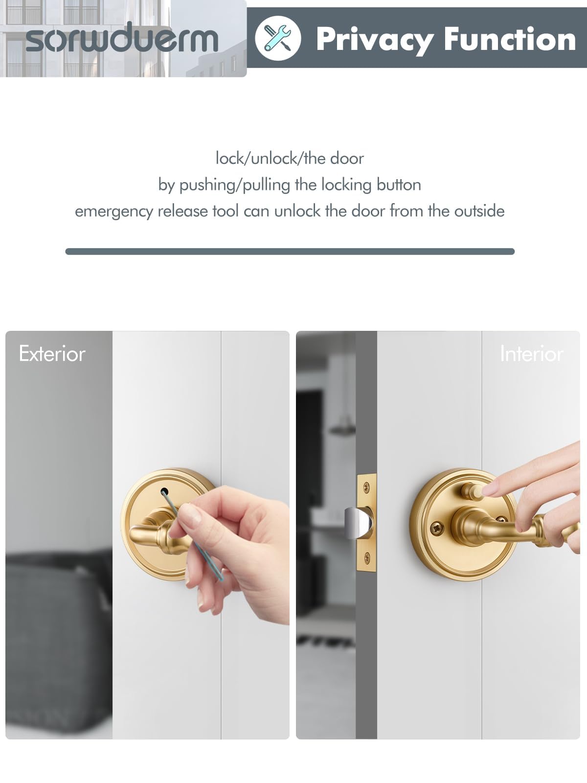 1 Pack Gold Glass Door Lever Privacy Crystal Door Levers Satin Brass Door Lever Interior Brushed Gold Door Handle