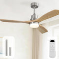 52-Inch Reversible Wood Ceiling Fan with Dimmable Three-Color LED and Remote