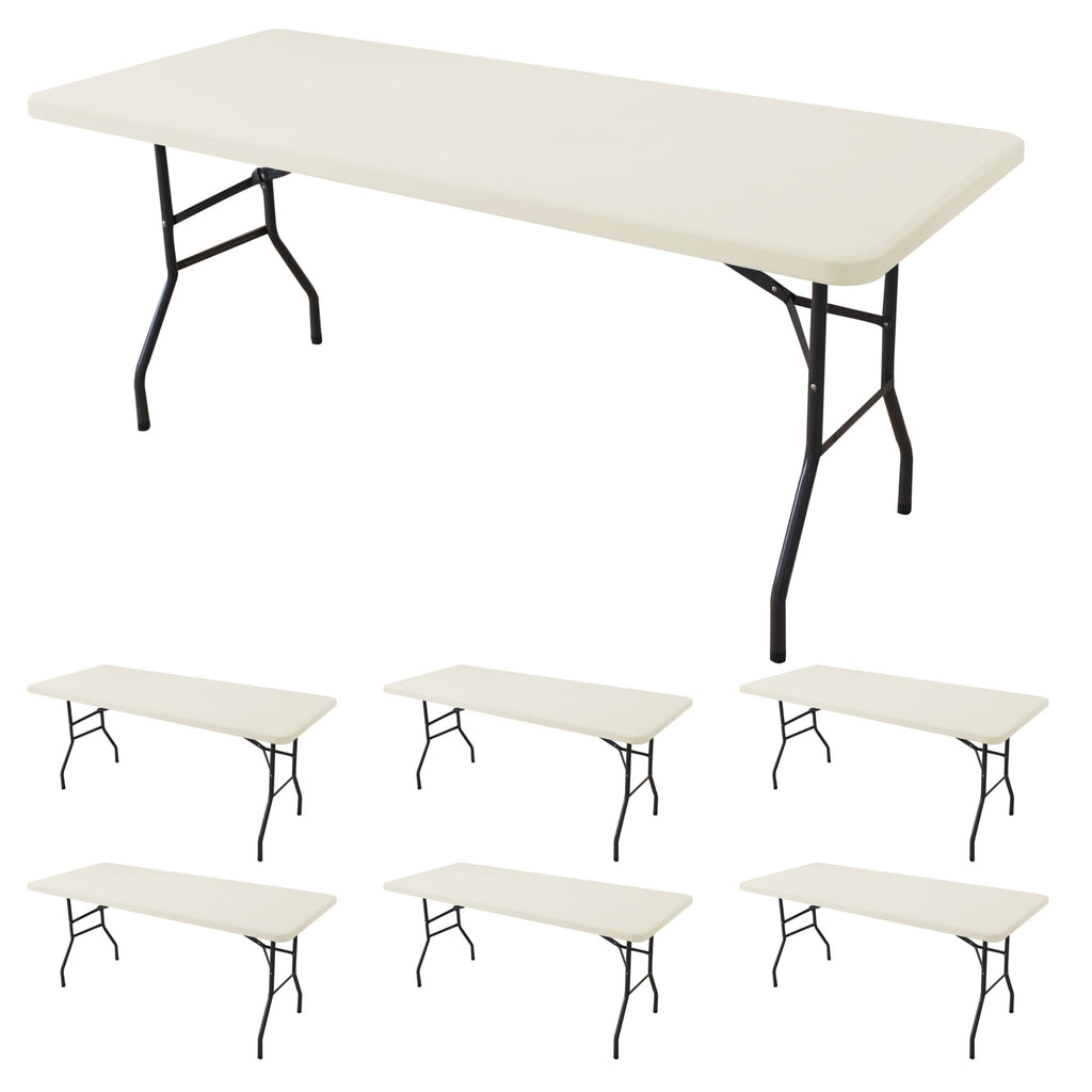 Fitted Tablecloth for 8 Foot Rectangle Tables-Cream Picnic Table Cover