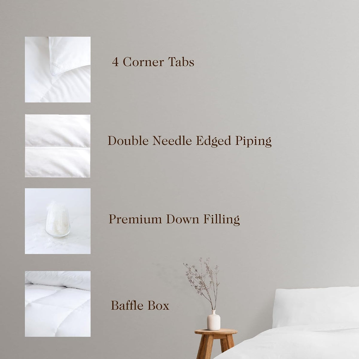 Highland Feather Hungarian White Goose Down Comforter 750 Super Fill Power Fluffy 500 Thread Count Duvet Insert