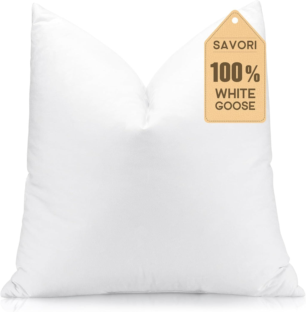 Down Feather Throw Pillow Inserts 22x22 Euro Pillow Inserts, Soft Fluffy Throw Pillows with Cotton Cover, Decorative