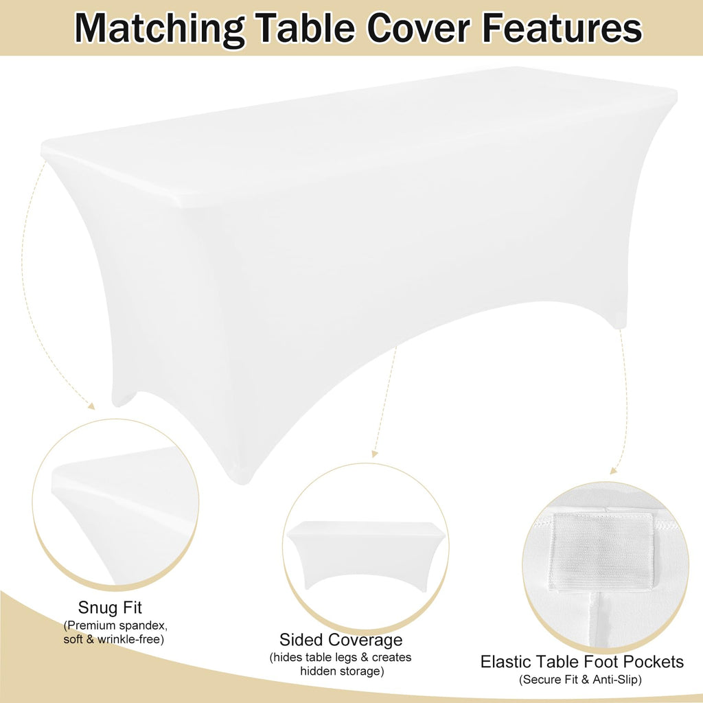 1 Set 6 FT Rectangle Folding Table with Carrying Handle, Lightweight Fold-in-Half Utility Table, with Matching White