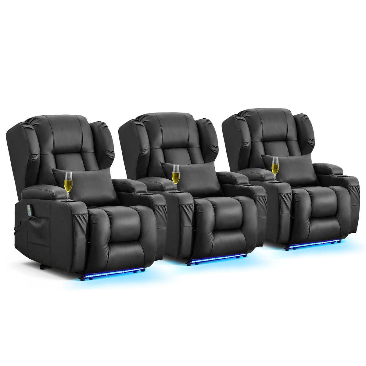 Wall Hugger Power Recliner Chair for Adults, Faux Leather, Black