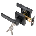 High-Security Stainless Steel Door Lever with Lock & Key(Black)
