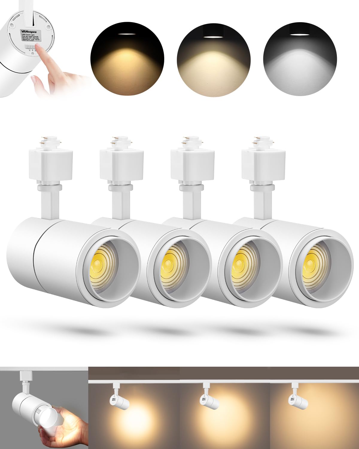Zoomable 30W LED Track Lighting Heads H Type Track Light Heads Dimmable Bright Ceiling Spotlight Fixtures