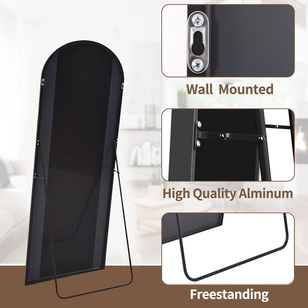 70"x26" Arched Full Length Mirror, Floor Full Body Mirror, Black