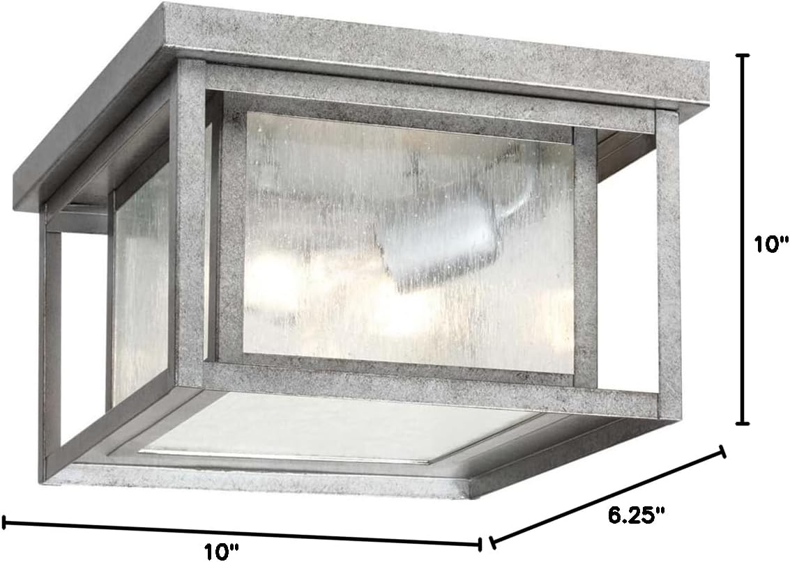 Two Light Outdoor Ceiling Flush-Mount, 2-Light, cETL Listed, Safety Rated for Wet Locations - Flush Mount