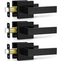3 Pack Matte Black Door Handles, Passage Door Levers & Closet, Interior Keyless Door Knobs Heavy Duty Square