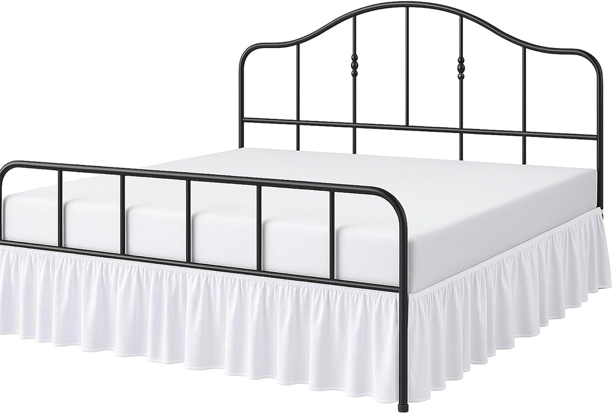 Ruffled Bed Skirt Full Size with Split Corner, Brushed Microfiber Hotel Quality White Dust Ruffle, 15 Inch Drop