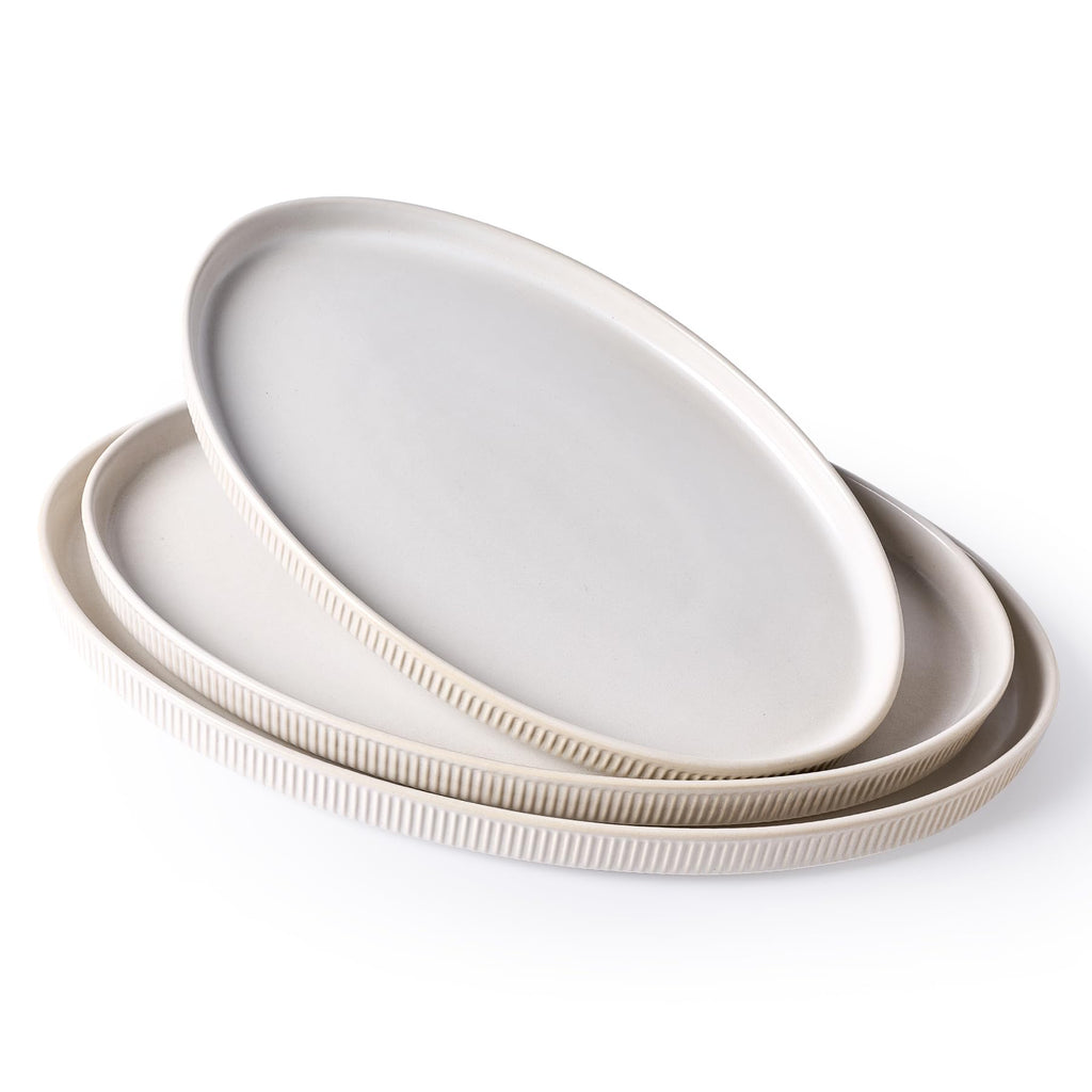 Large Serving Platters Set of 3 Sizes - Oval, Matte White